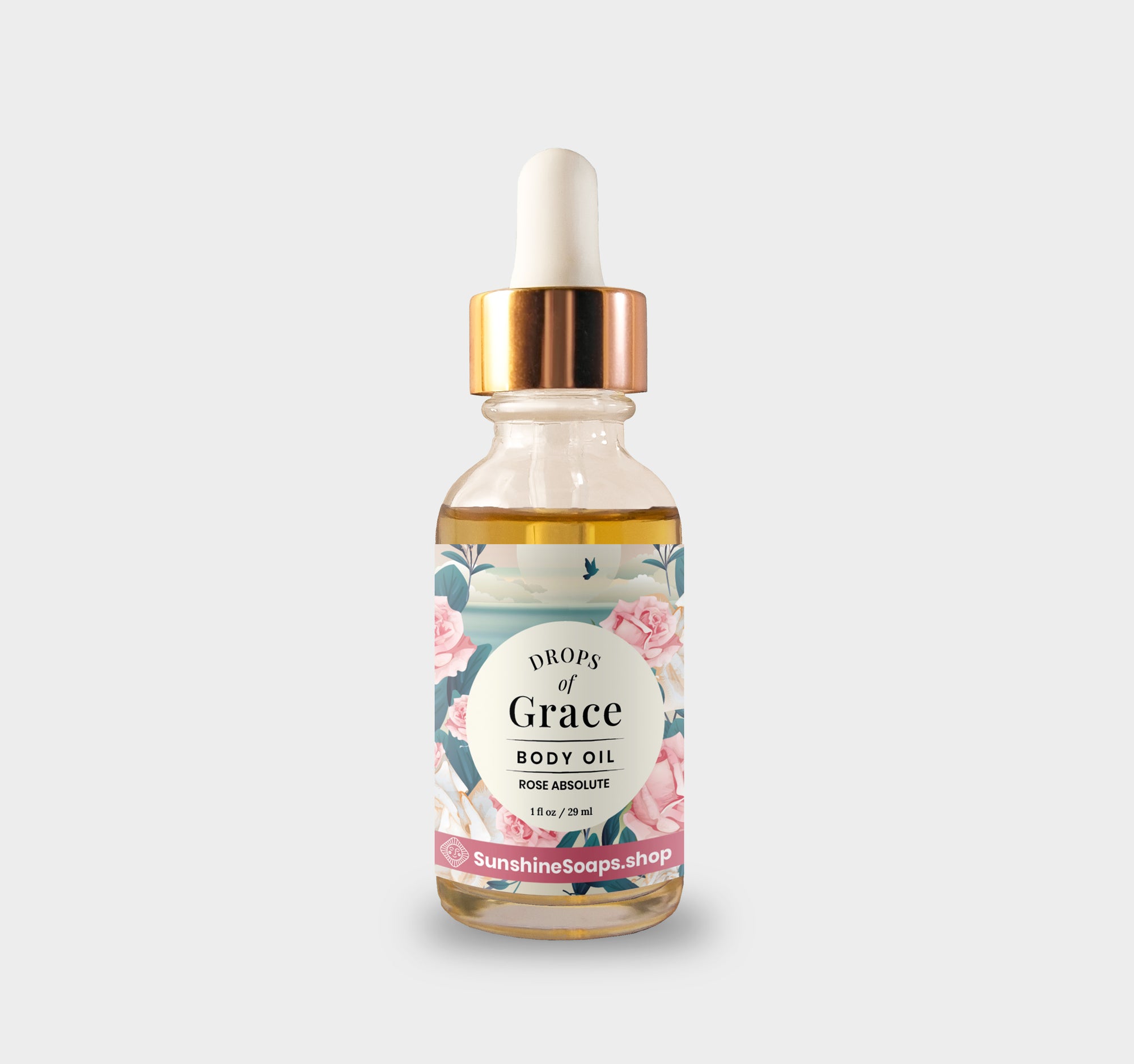 Grace in Every Drop: Luxurious Organic Body Oil with Rose Absolute Essential Oil, Vitamin E & Seaweed Extract, 1 OZ