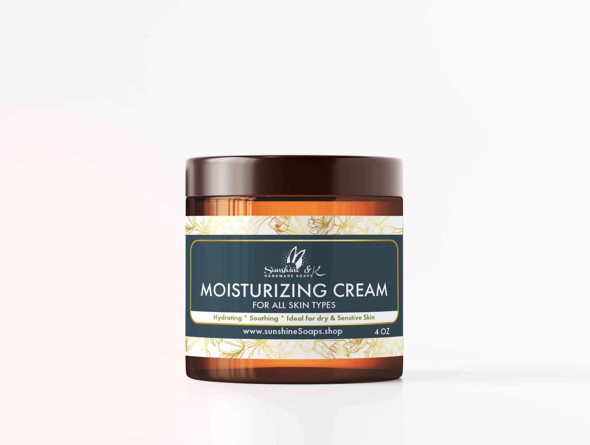 Moisturizing Face Cream with Vitamin C, Organic Rosehip, Camellia, Tamanu, Goji and Oat Oil - 4 OZ Glass Jar