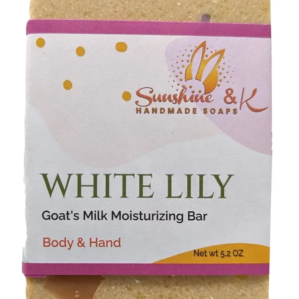 White Lily Soap Bar – Luxurious Handmade Goat’s Milk Soap Bar – Shea Butter &Sunflower Oil - sunshine-handmade-soaps