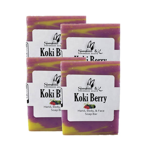 Koki Berries Soap Bar - Body & Face Bar Soap, Handmade Bath Soap, Moisturizing Bar Soap With Beeswax, Rice Bran Oil, & Natural Base Oils, Natural Soap Bars, 5 oz, Sunshine & K Handmade Soaps