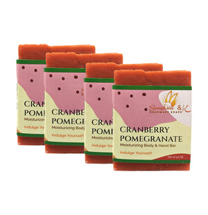 Cranberry Pomegranate Bar Soap - Body & Face Bar Soap, Handmade Bath Soap, Moisturizing Bar Soap With Beeswax, Rice Bran Oil, & Natural Base Oils, Natural Soap Bars, 5 oz, Sunshine & K Handmade Soaps