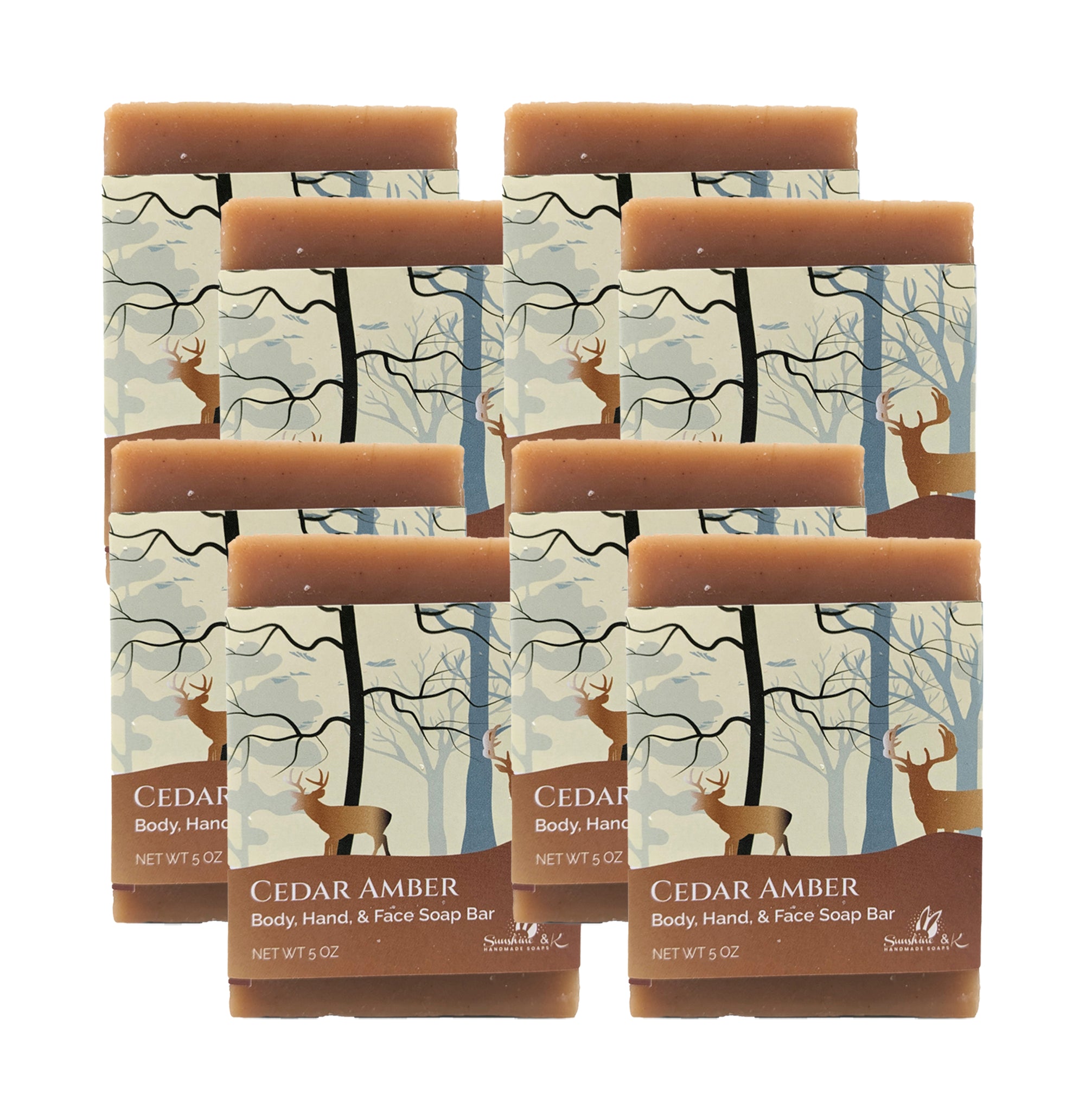 Cedar Amber Soap Bar - Body & Face Bar Soap, Handmade Bath Soap, Moisturizing Bar Soap With Beeswax, Rice Bran Oil, & Natural Base Oils, Natural Soap Bars, 5 oz, Sunshine & K Handmade Soaps