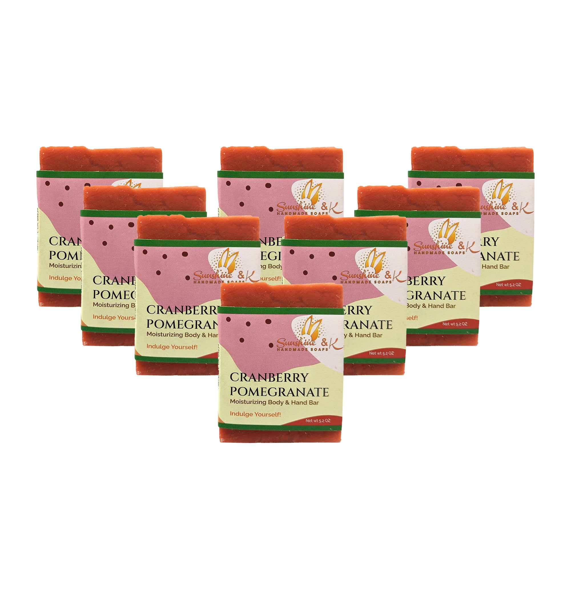 Cranberry Pomegranate Bar Soap - Body & Face Bar Soap, Handmade Bath Soap, Moisturizing Bar Soap With Beeswax, Rice Bran Oil, & Natural Base Oils, Natural Soap Bars, 5 oz, Sunshine & K Handmade Soaps