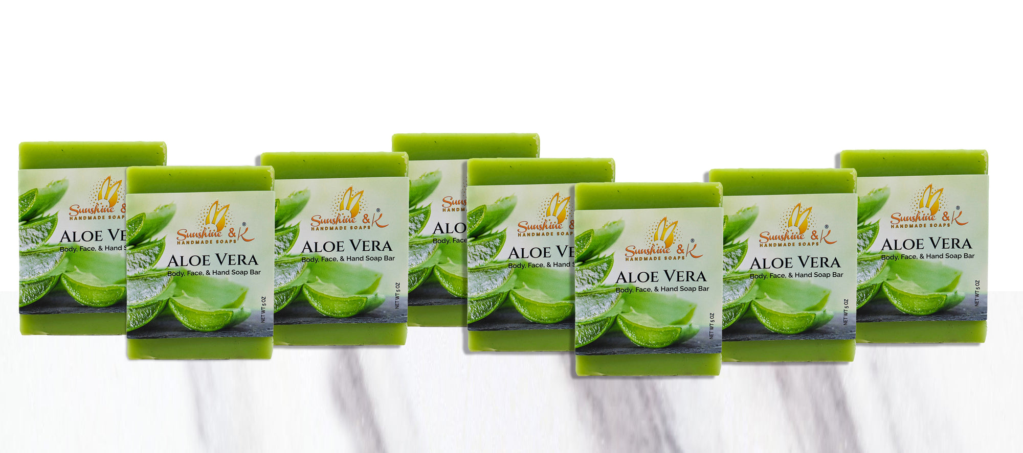 Aloe Vera Bar Soap - Body & Face Bar Soap, Handmade Bath Soap, Moisturizing Bar Soap With Beeswax, Rice Bran Oil, & Natural Base Oils, Natural Soap Bars, 5 oz, Sunshine & K Handmade Soaps