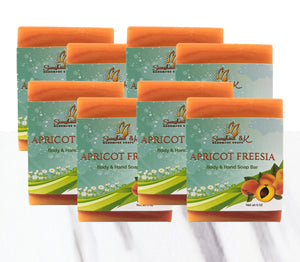 Apricot Freesia Bar Soap - Body & Face Bar Soap, Handmade Bath Soap, Moisturizing Bar Soap With Beeswax, Rice Bran Oil, & Natural Base Oils, Natural Soap Bars, 5 oz, Sunshine & K Handmade Soaps