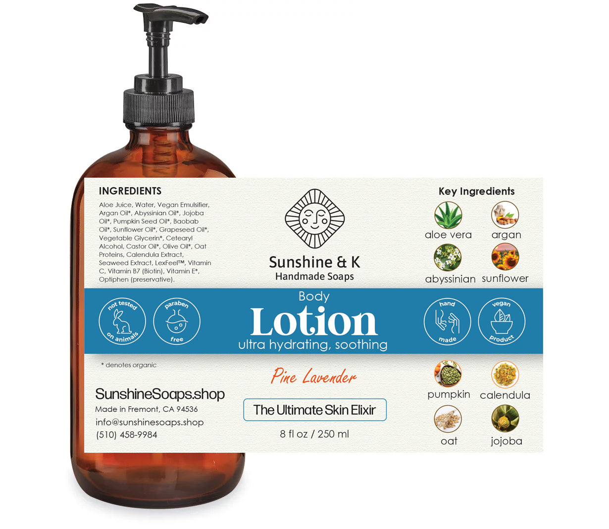 Ultimate Skin Elixir: Luxurious Hydration Body Lotion with Aloe Juice, Argan, Jojoba, Pumpkin, Baobab Oil & Oat Proteins - 8 OZ Pump