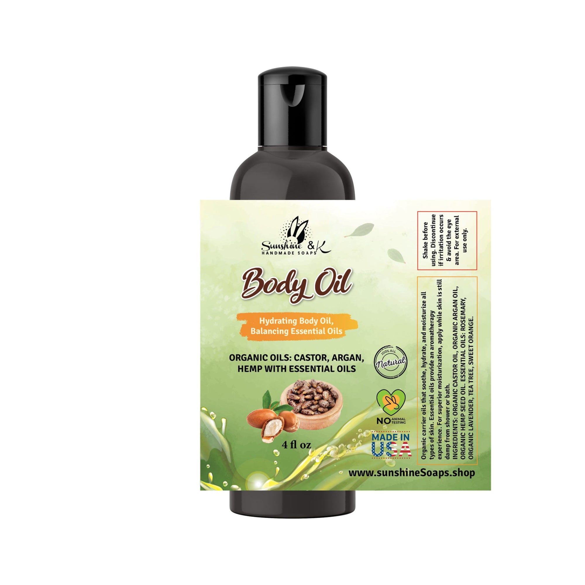 All Over Body Oil – Nourishing Body Oil – Organic Castor Oil Organic Hemp Oil w/Essential Oils