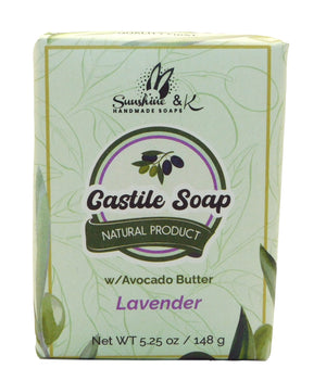 Pure Castile Soap Bar – Handmade Natural Soap – Olive Soap Bar – Organic Olive Oil, Organic Castor Oil For Face, Body, Hair, & Hands – Tea Tree & Lavender