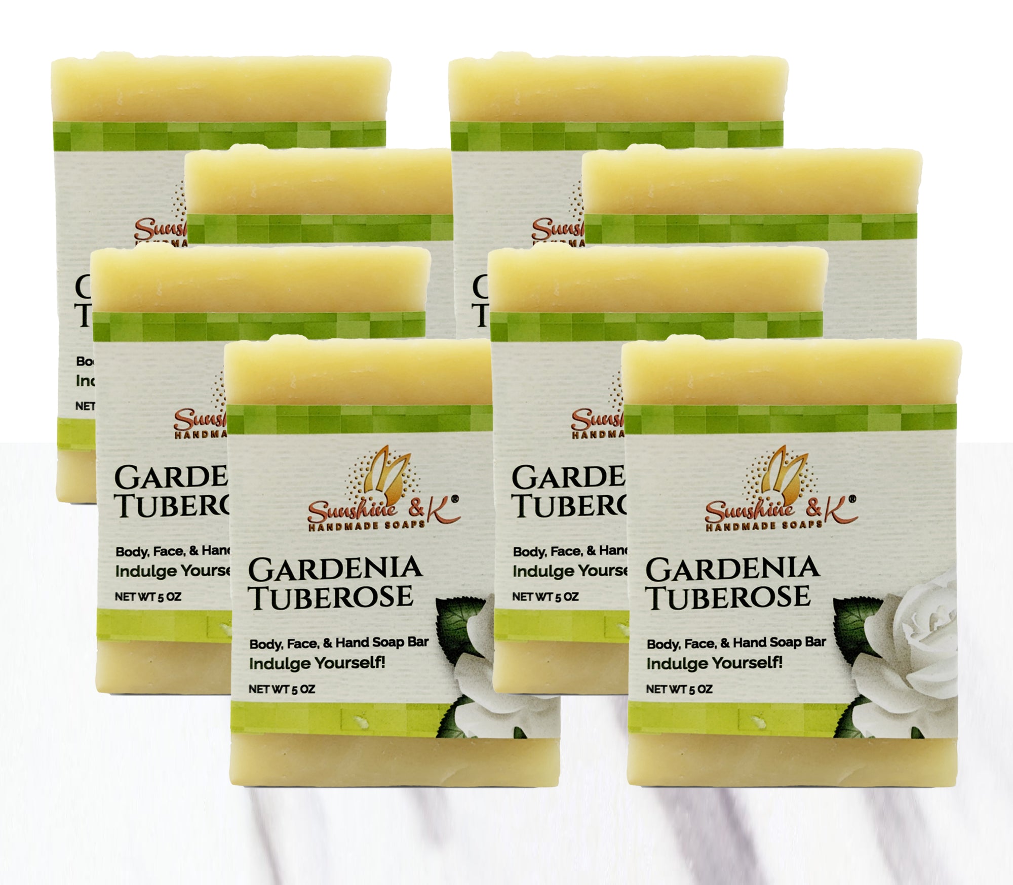 Gardenia Tuberose Bar Soap - Body & Face Bar Soap, Handmade Bath Soap, Moisturizing Bar Soap With Beeswax, Rice Bran Oil, & Natural Base Oils, Natural Soap Bars, 5 oz, Sunshine & K Handmade Soaps