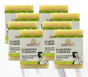 Gardenia Tuberose Bar Soap - Body & Face Bar Soap, Handmade Bath Soap, Moisturizing Bar Soap With Beeswax, Rice Bran Oil, & Natural Base Oils, Natural Soap Bars, 5 oz, Sunshine & K Handmade Soaps