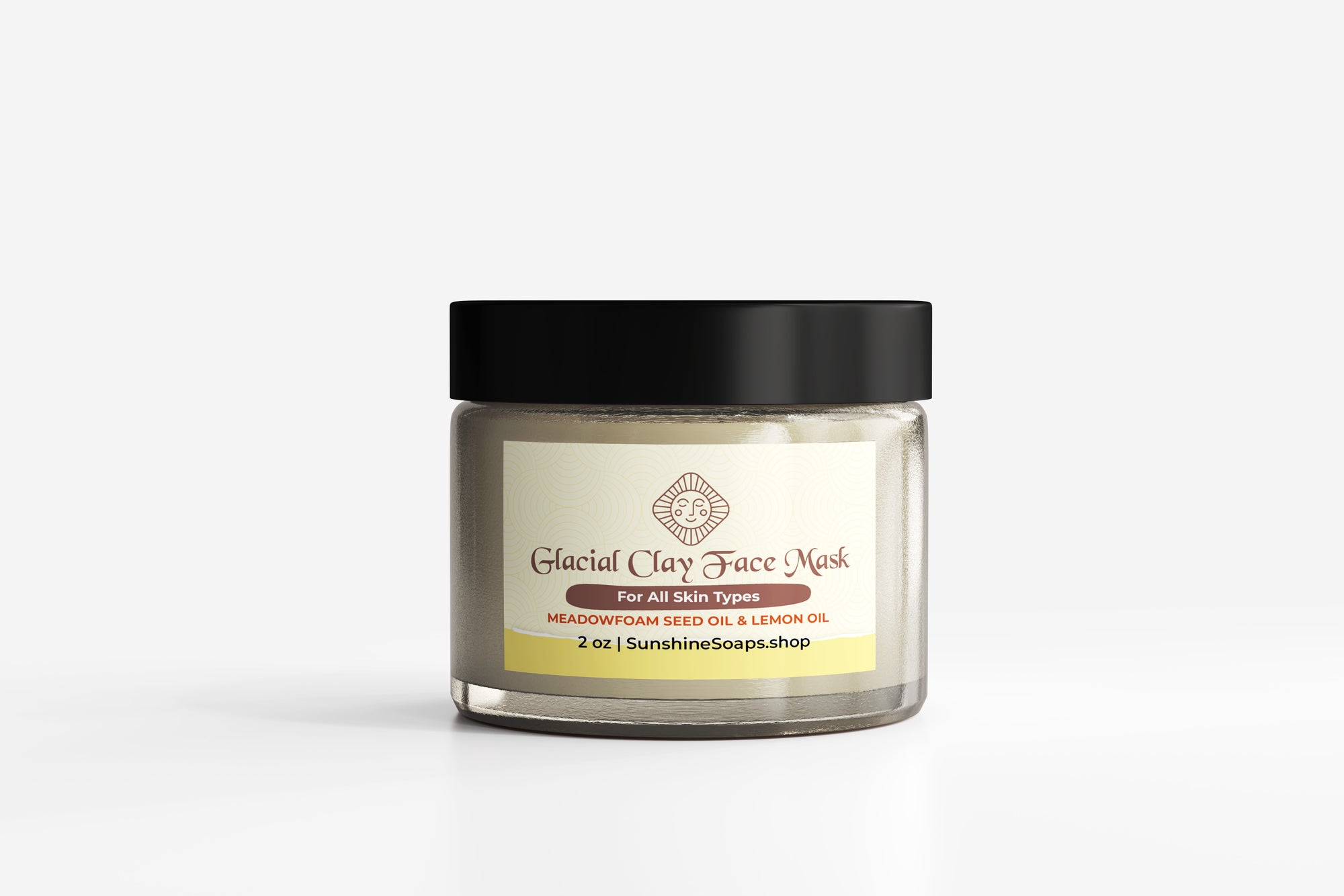 Glacial Clay Face Mask – For All Skin Types – With Meadowfoam Seed Oil & Lemon Essential Oil