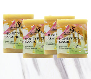 Honeysuckle Bar Soap - Body & Face Bar Soap, Handmade Bath Soap, Moisturizing Bar Soap With Beeswax, Rice Bran Oil, & Natural Base Oils, Natural Soap Bars, 5 oz, Sunshine & K Handmade Soaps