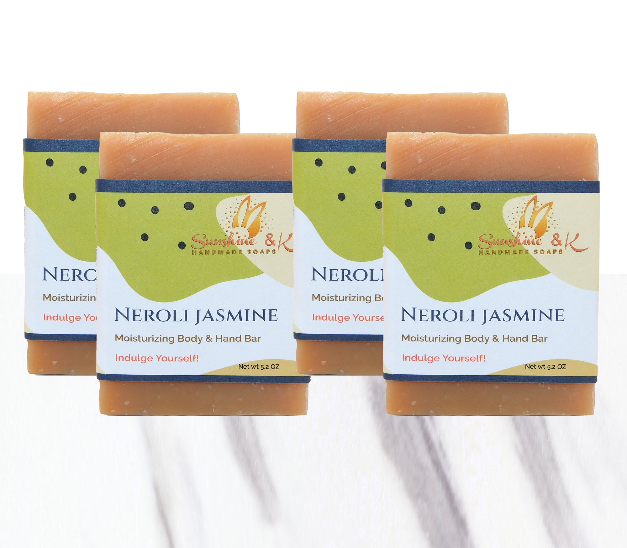 Neroli Jasmine Bar Soap - Body & Face Bar Soap, Handmade Bath Soap, Moisturizing Bar Soap With Beeswax, Rice Bran Oil, & Natural Base Oils, Natural Soap Bars, 5 oz, Sunshine & K Handmade Soaps