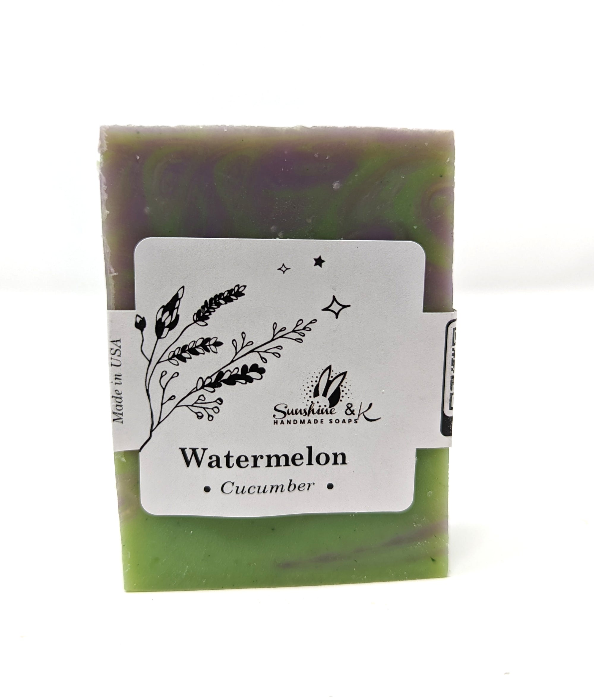 Watermelon Cucumber Bar Soap - Body & Face Bar Soap, Handmade Bath Soap, Moisturizing Bar Soap With Beeswax, Rice Bran Oil, & Natural Base Oils, Natural Soap Bars, 5 oz - clearance