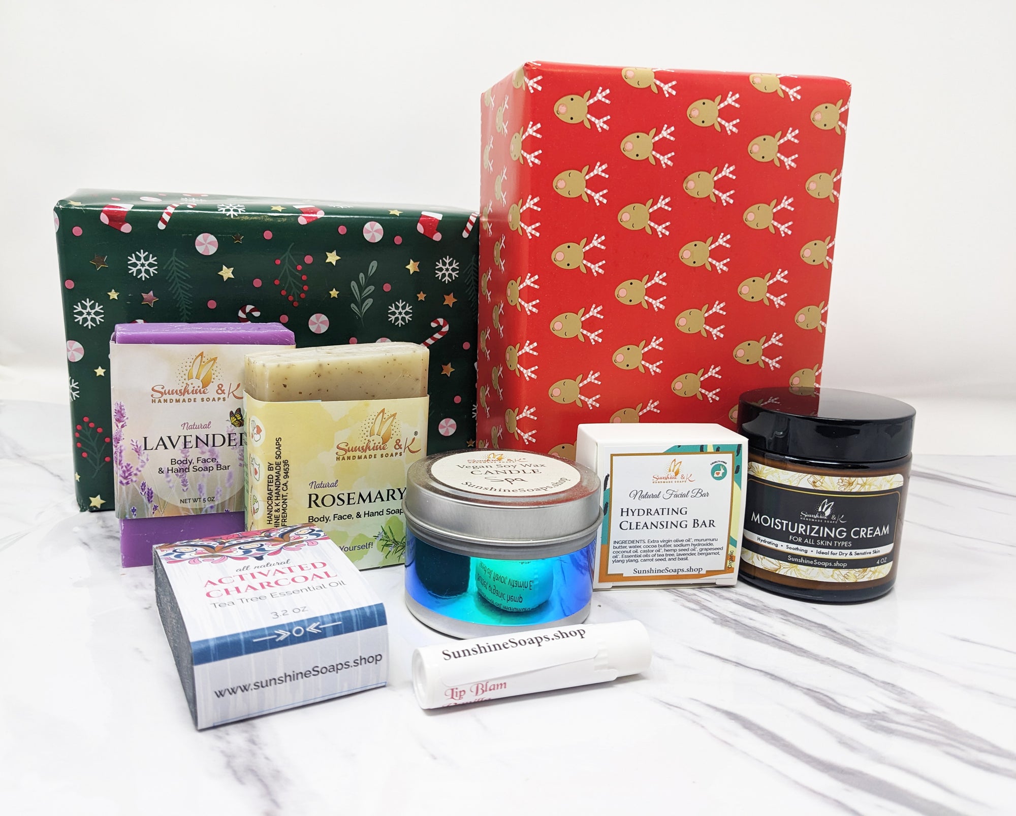 Ultimate 7-Piece Holiday Skincare Gift Set: Pamper Yourself with Luxurious Face Cream, Soaps, Lip Balm, and Candle