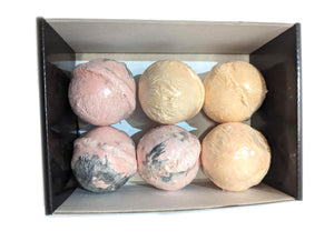 Bath Bombs Set of 6 - Bath Fizzers - Peach & Roses Fragrance - Seasonal Clearance