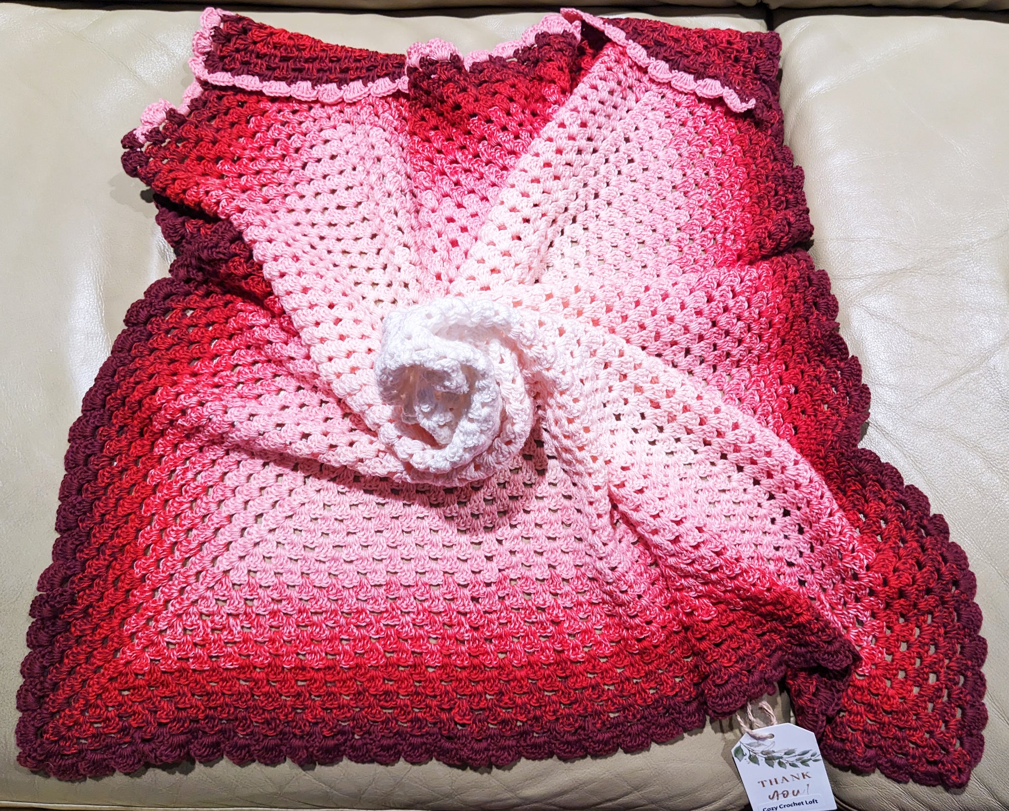 Handmade Crochet Baby Bed Decorative Cover - 31 x 31 inches - 55% Cotton, 45% Pac Yarn- one of a kind