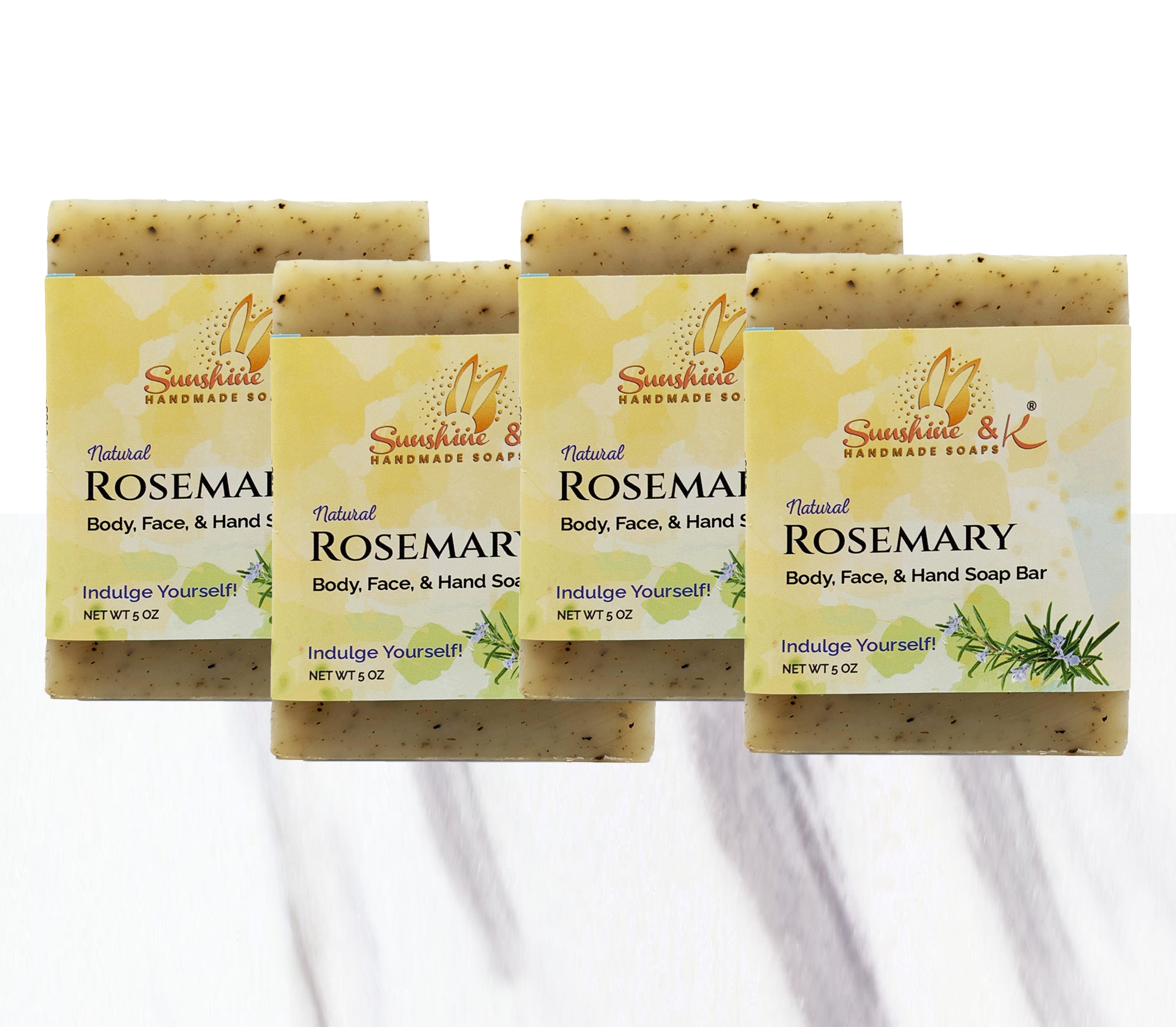 Rosemary Soap Bar - Body & Face Bar Soap, Handmade Bath Soap, Moisturizing Bar Soap With Beeswax, Rice Bran Oil, & Natural Base Oils, Natural Soap Bars, 5 oz, Sunshine & K Handmade Soaps