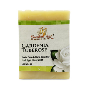 Gardenia Tuberose Bar Soap - Body & Face Bar Soap, Handmade Bath Soap, Moisturizing Bar Soap With Beeswax, Rice Bran Oil, & Natural Base Oils, Natural Soap Bars, 5 oz, Sunshine & K Handmade Soaps - sunshine-handmade-soaps