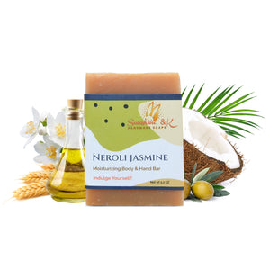 Neroli Jasmine Bar Soap - Body & Face Bar Soap, Handmade Bath Soap, Moisturizing Bar Soap With Beeswax, Rice Bran Oil, & Natural Base Oils, Natural Soap Bars, 5 oz, Sunshine & K Handmade Soaps - sunshine-handmade-soaps