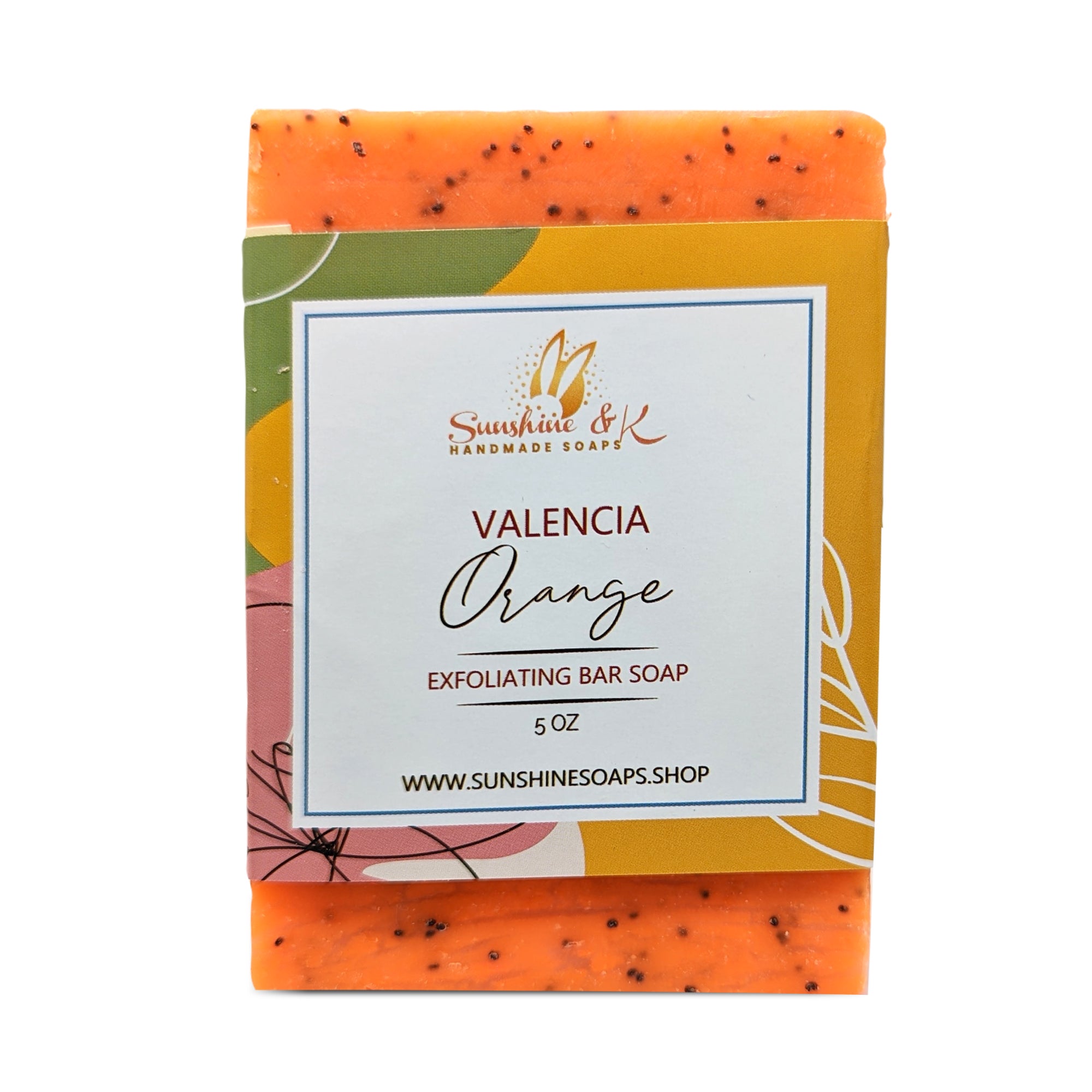 Valencia Orange Soap Bar - Exfoliating Soap, Bar Soap with Poppy Seeds -  Sunshine & K Handmade Soaps