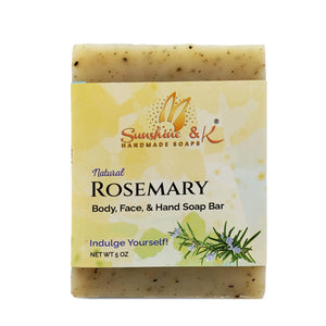 Rosemary Soap Bar - Body & Face Bar Soap, Handmade Bath Soap, Moisturizing Bar Soap With Beeswax, Rice Bran Oil, & Natural Base Oils, Natural Soap Bars, 5 oz, Sunshine & K Handmade Soaps - sunshine-handmade-soaps