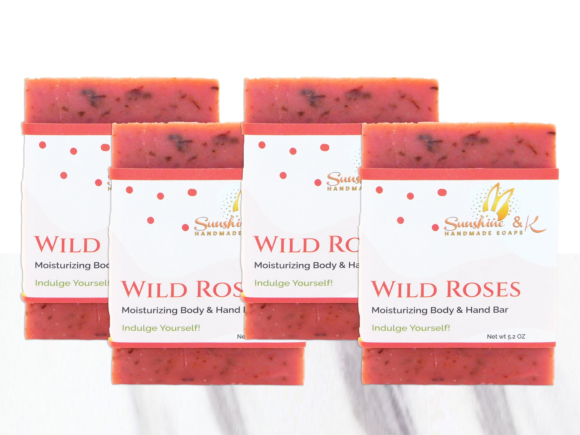 Wild roses Soap Bar - Body & Face Bar Soap, Handmade Bath Soap, Moisturizing Bar Soap With Beeswax, Rice Bran Oil, & Natural Base Oils, Natural Soap Bars, 5 oz, Sunshine & K Handmade Soaps