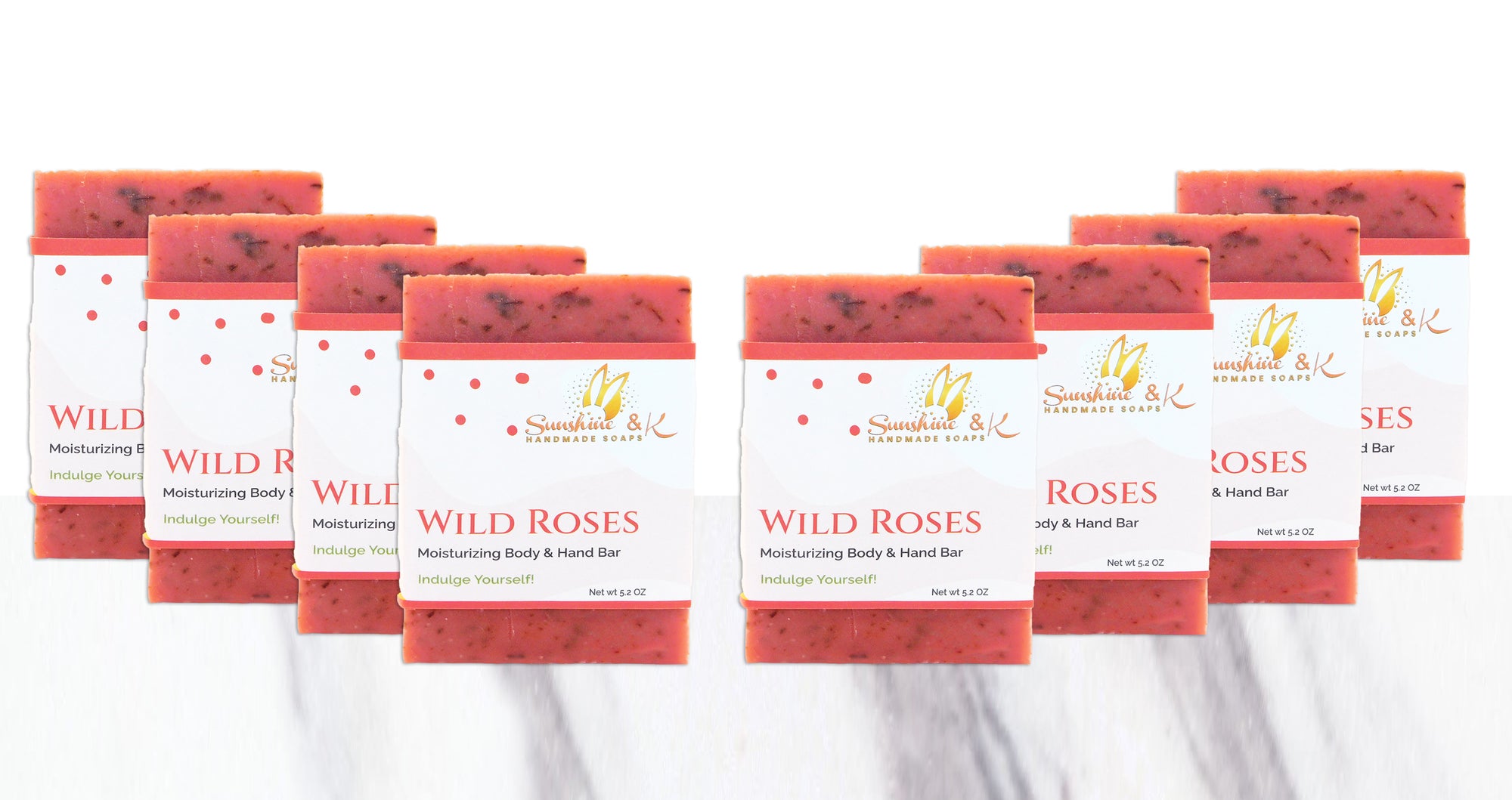 Wild roses Soap Bar - Body & Face Bar Soap, Handmade Bath Soap, Moisturizing Bar Soap With Beeswax, Rice Bran Oil, & Natural Base Oils, Natural Soap Bars, 5 oz, Sunshine & K Handmade Soaps