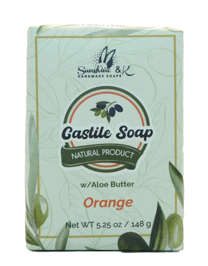 Pure Castile Soap Bar – Handmade Natural Soap – Olive Soap Bar – Organic Olive Oil, Organic Castor Oil For Face, Body, Hair, & Hands – Tea Tree & Orange Essential Oils VEGAN
