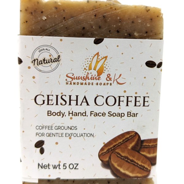 Geisha Coffee Soap Bar – Handmade Exfoliating Soap Bar with Argan Oil and Mango Butter - sunshine-handmade-soaps