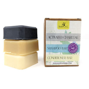 3-in-1 Combo Personal Care Set – Activated Charcoal Facial Bar – Shampoo Bar – Conditioner Bar – Travel Size Bars - sunshine-handmade-soaps