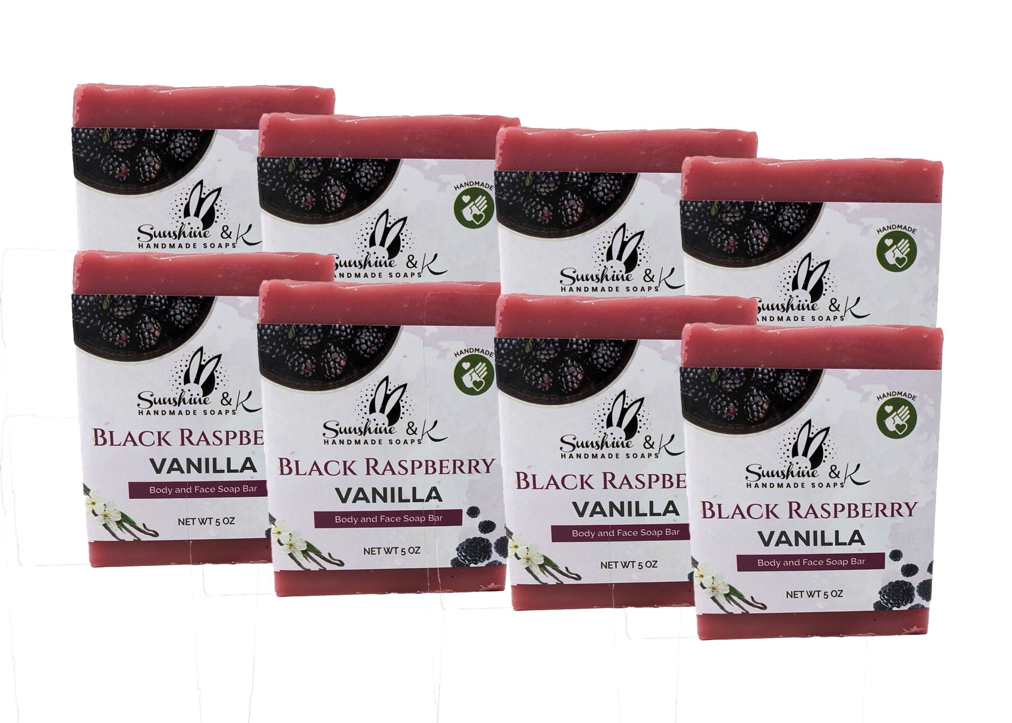 Black Raspberry Vanilla Soap Bar - Body & Face Bar Soap, Handmade Bath Soap, Moisturizing Bar Soap With Beeswax, Rice Bran Oil, & Natural Base Oils, Natural Soap Bars, 5 oz, Sunshine & K Handmade Soaps